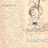 Страница из дневника В. Херсонского (17 марта 1942 года). Подпись под рисунком: "Так буду выглядеть я через полтора года" (изображение предоставлено В. Л. Дьячковым)