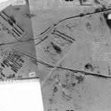 Аэрофотосъемка зимой 1942/1943 гг.  А - хлебная база № 53; B - пехотное училище; C - мост через р. Цну (ж/д на Саратов); D - мост через оз. Шлихтинское (ж/д на Котовск)