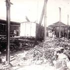 Город Тамбов. 9 июня 1942 г. Пассажирская станция Тамбов. Товарный пакгауз, разрушенный фугасными бомбами при налете немецкой авиации